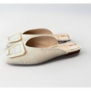 Sam Edelman Lavina Mule Slip On Shoes Flats Size 9 Beige Buckle